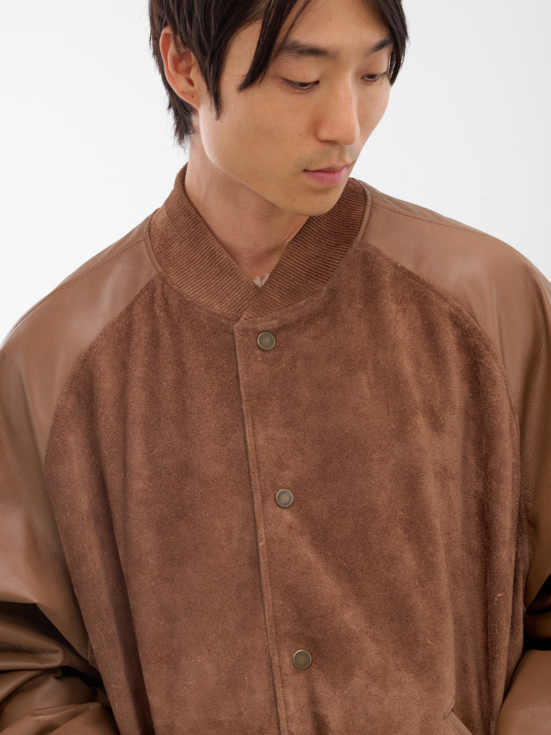 Camel Suede-Leather Bomber Jacket (ARJ2563-CAMEL-SUEDE)