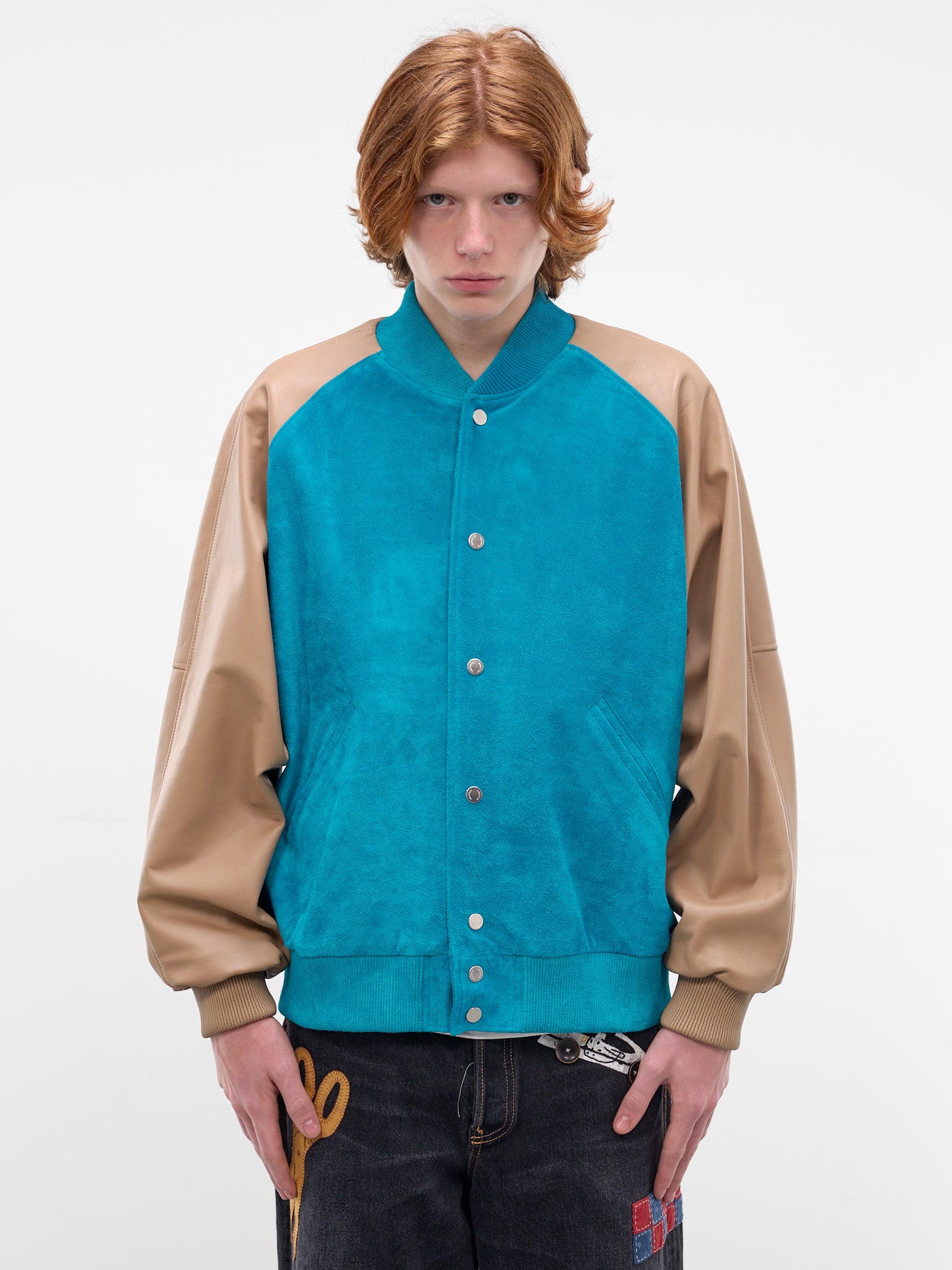 A LEATHER Two-Tone Leather Award Jacket | H.Lorenzo - front