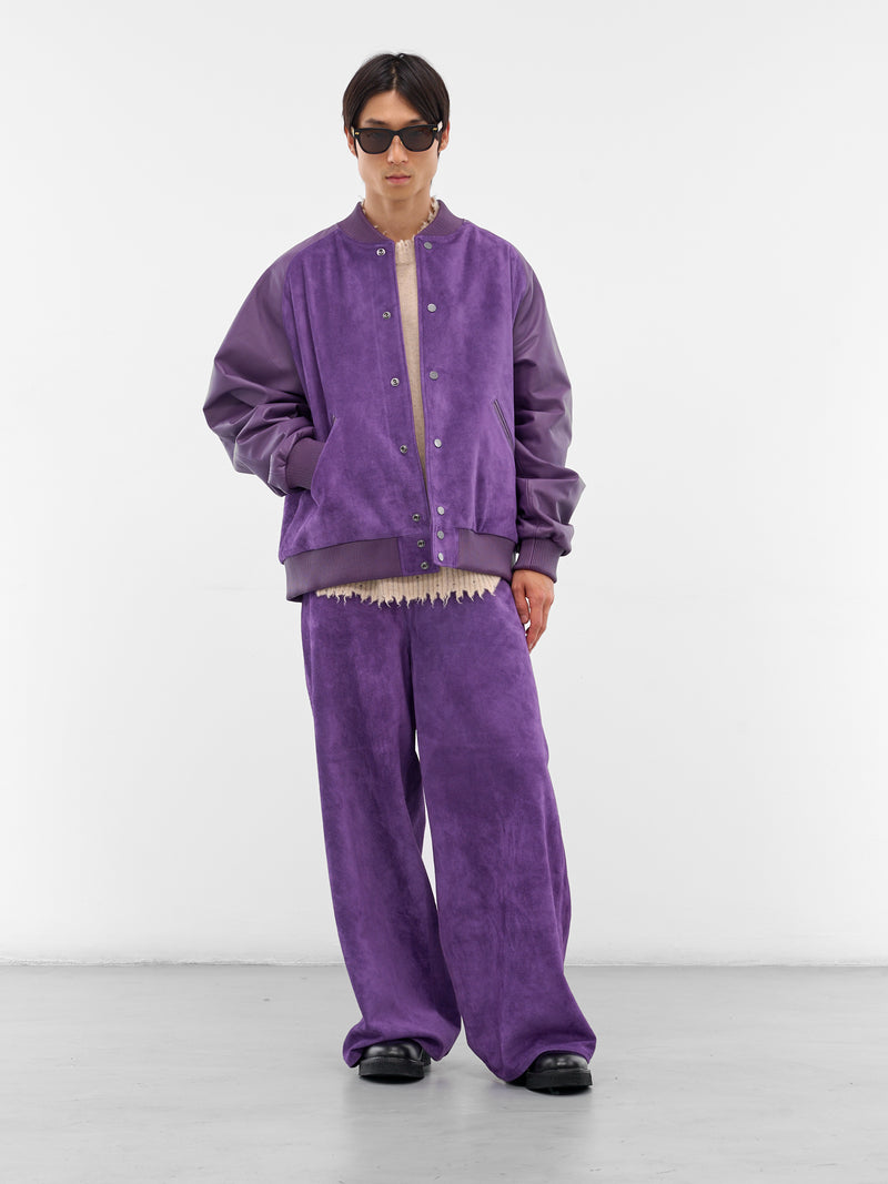 Purple Suede-Leather Bomber Jacket (ARJ2563-PURPLE-SUEDE)