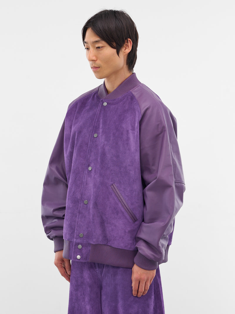 Purple Suede-Leather Bomber Jacket (ARJ2563-PURPLE-SUEDE)