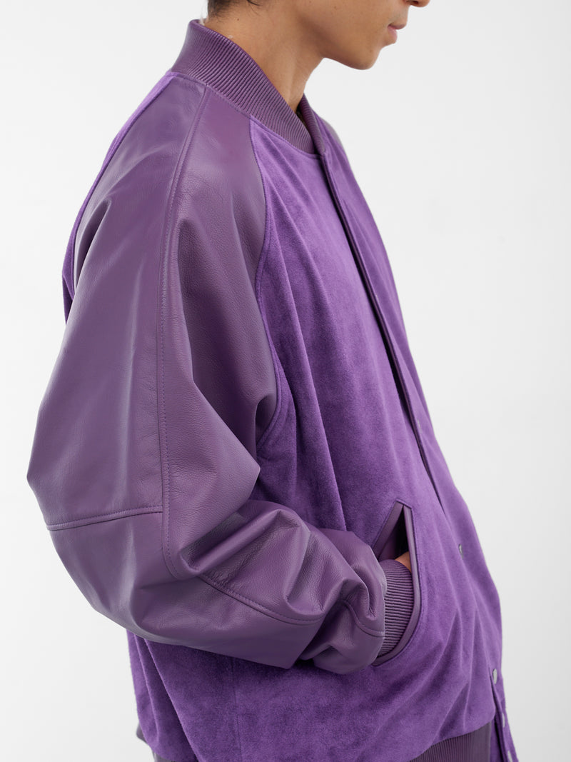 Purple Suede-Leather Bomber Jacket (ARJ2563-PURPLE-SUEDE)