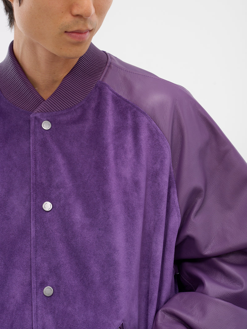Purple Suede-Leather Bomber Jacket (ARJ2563-PURPLE-SUEDE)