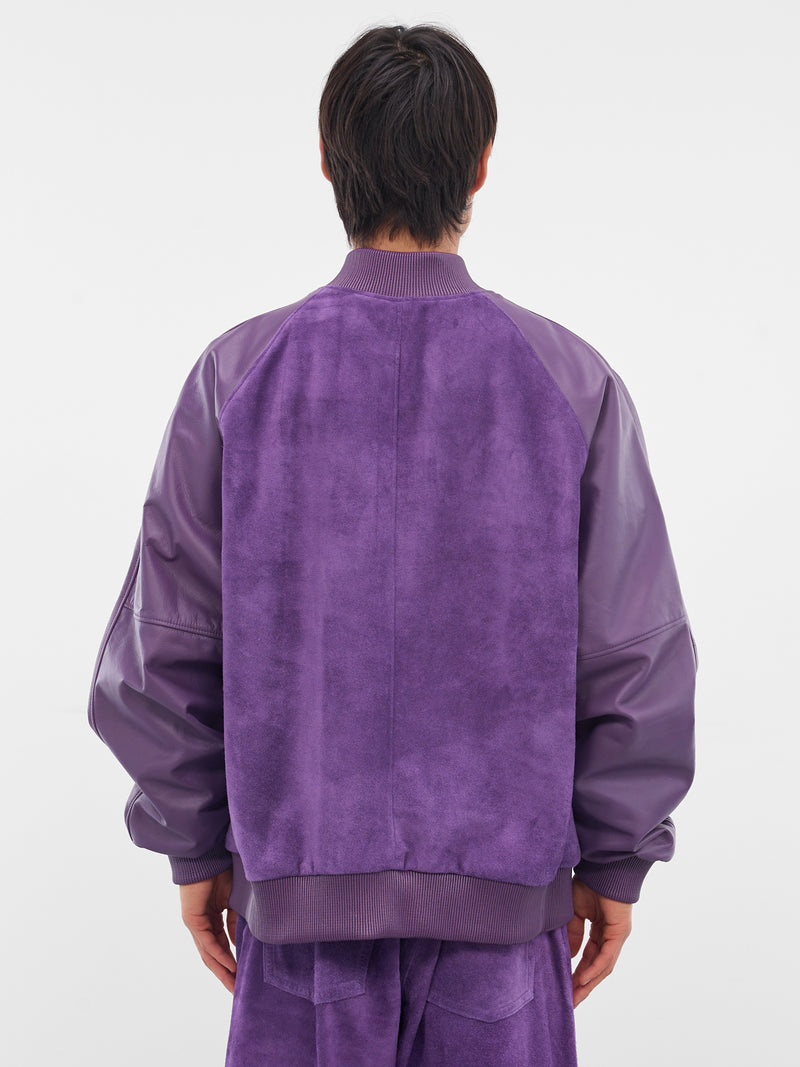 Purple Suede-Leather Bomber Jacket (ARJ2563-PURPLE-SUEDE)