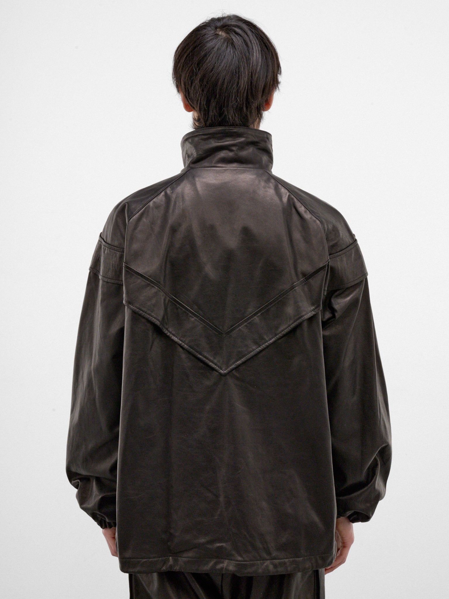 Black Leather Track Jacket (ARJ2655-BLACK-LUXE)