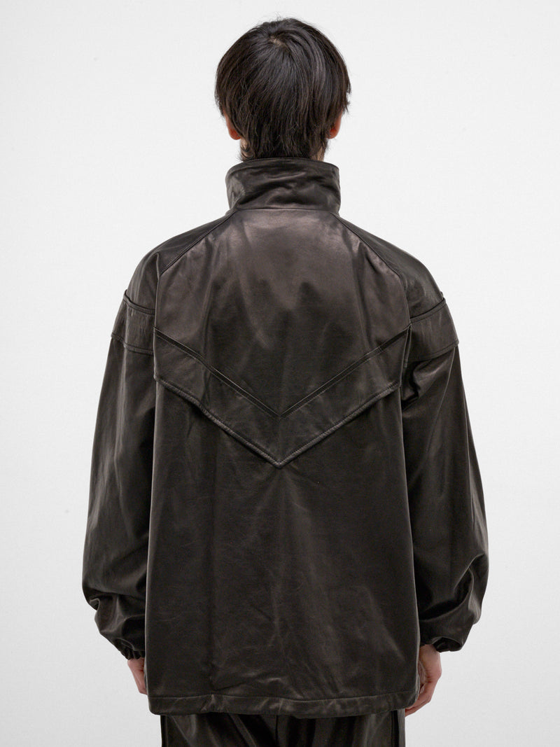 Black Leather Track Jacket (ARJ2655-BLACK-LUXE)