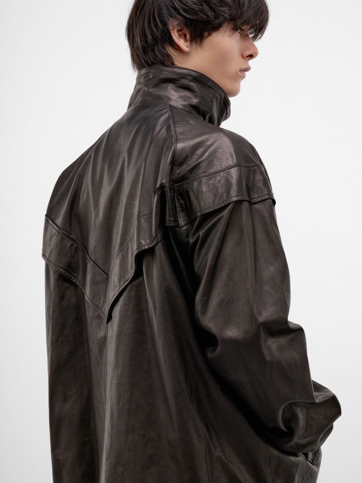 Black Leather Track Jacket (ARJ2655-BLACK-LUXE)