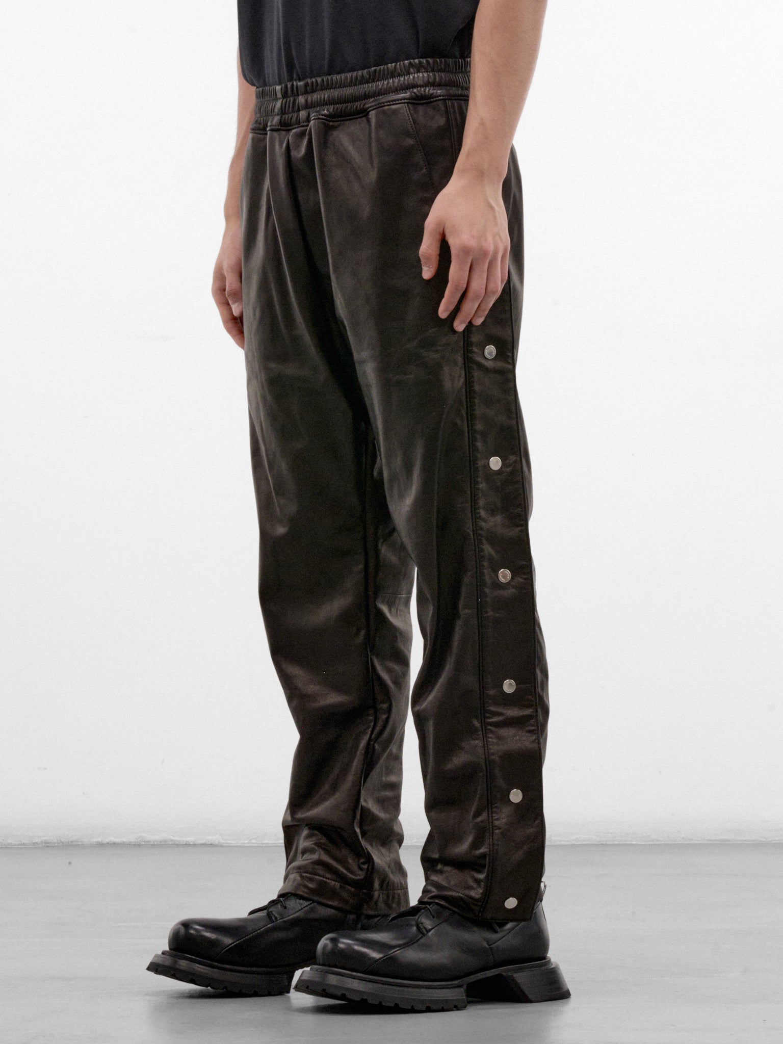 Black Leather Basketball Snap-Off Pants (ARP2658-BLACK-LUXE)