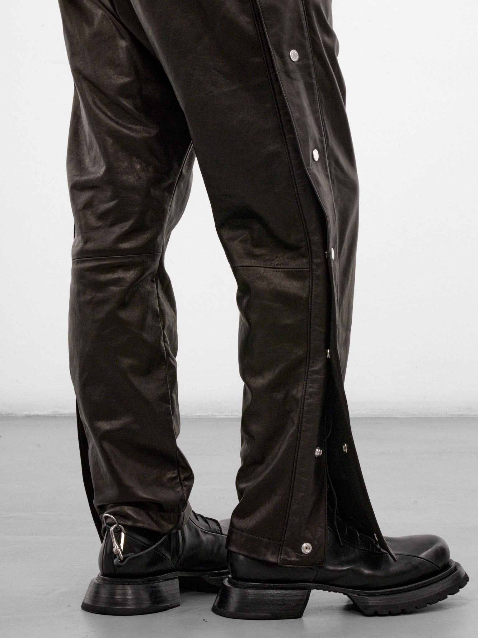 Black Leather Basketball Snap-Off Pants (ARP2658-BLACK-LUXE)