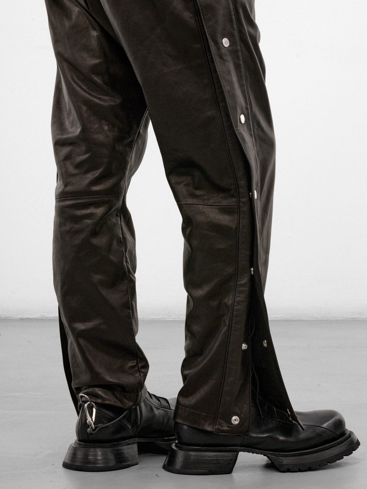 Black Leather Basketball Snap-Off Pants (ARP2658-BLACK-LUXE)