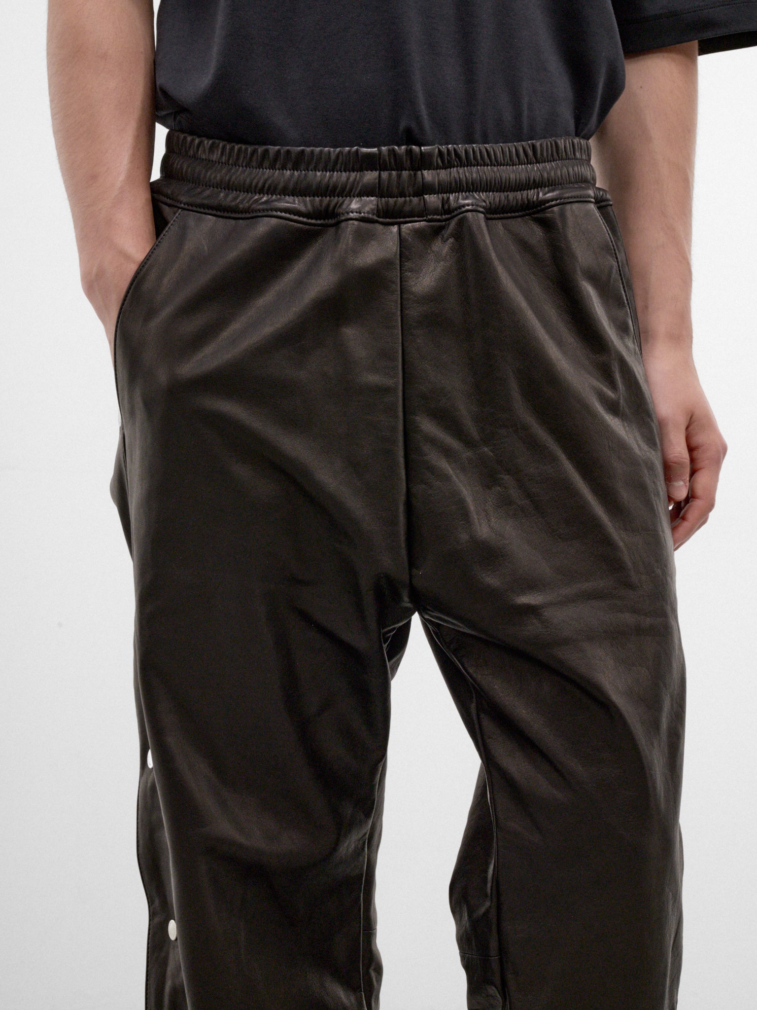 Black Leather Basketball Snap-Off Pants (ARP2658-BLACK-LUXE)