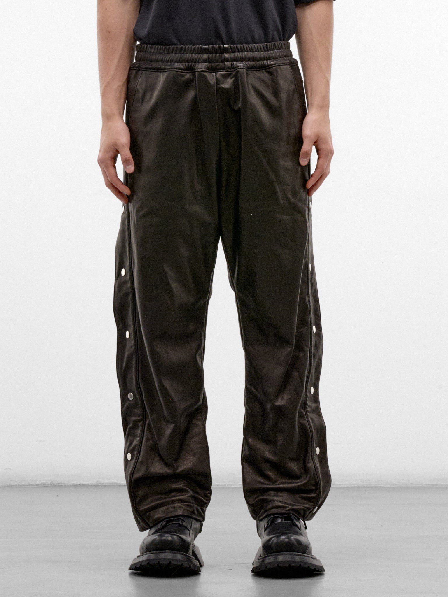 Black Leather Basketball Snap-Off Pants (ARP2658-BLACK-LUXE)