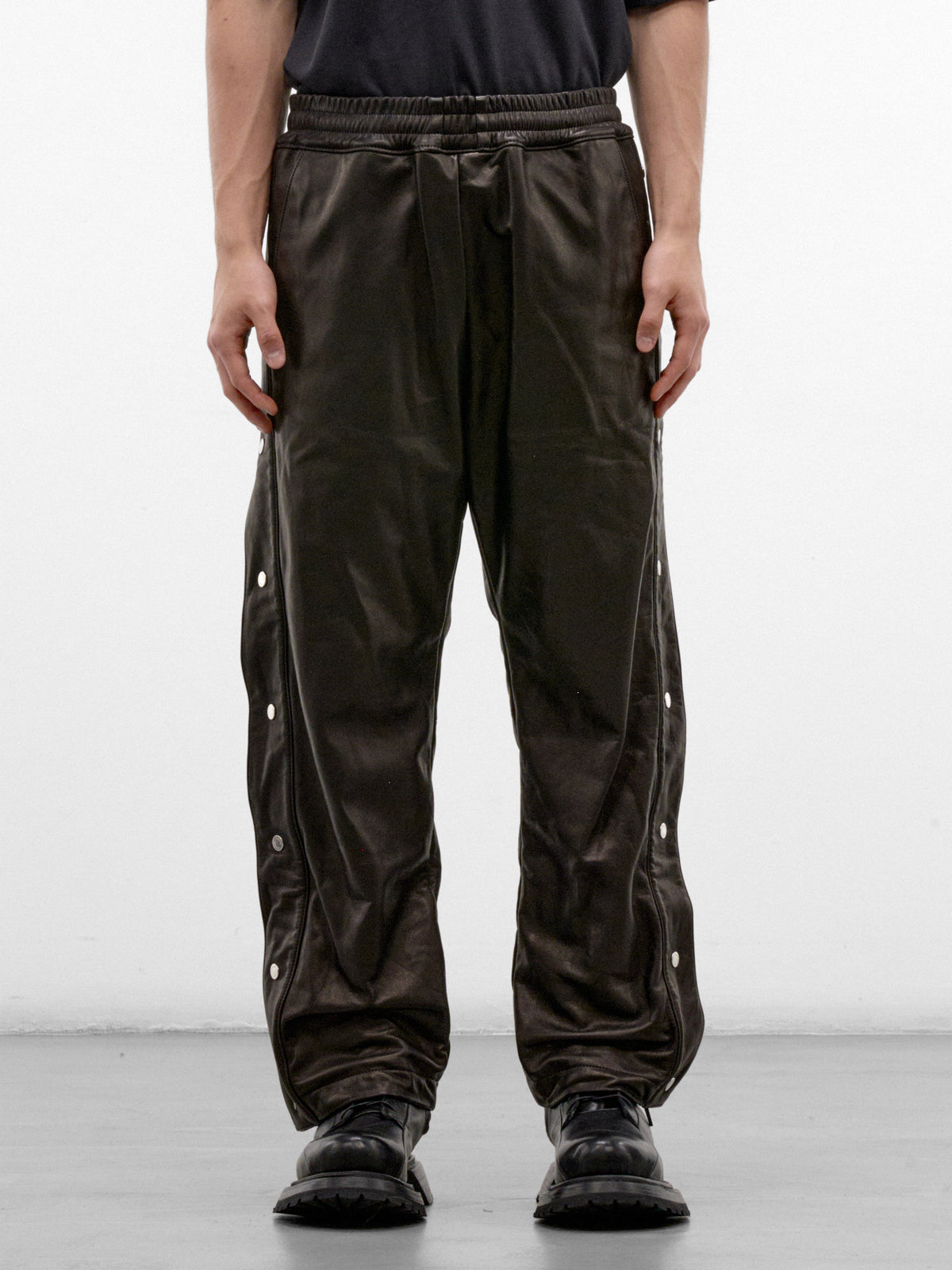 Black Leather Basketball Snap-Off Pants (ARP2658-BLACK-LUXE)