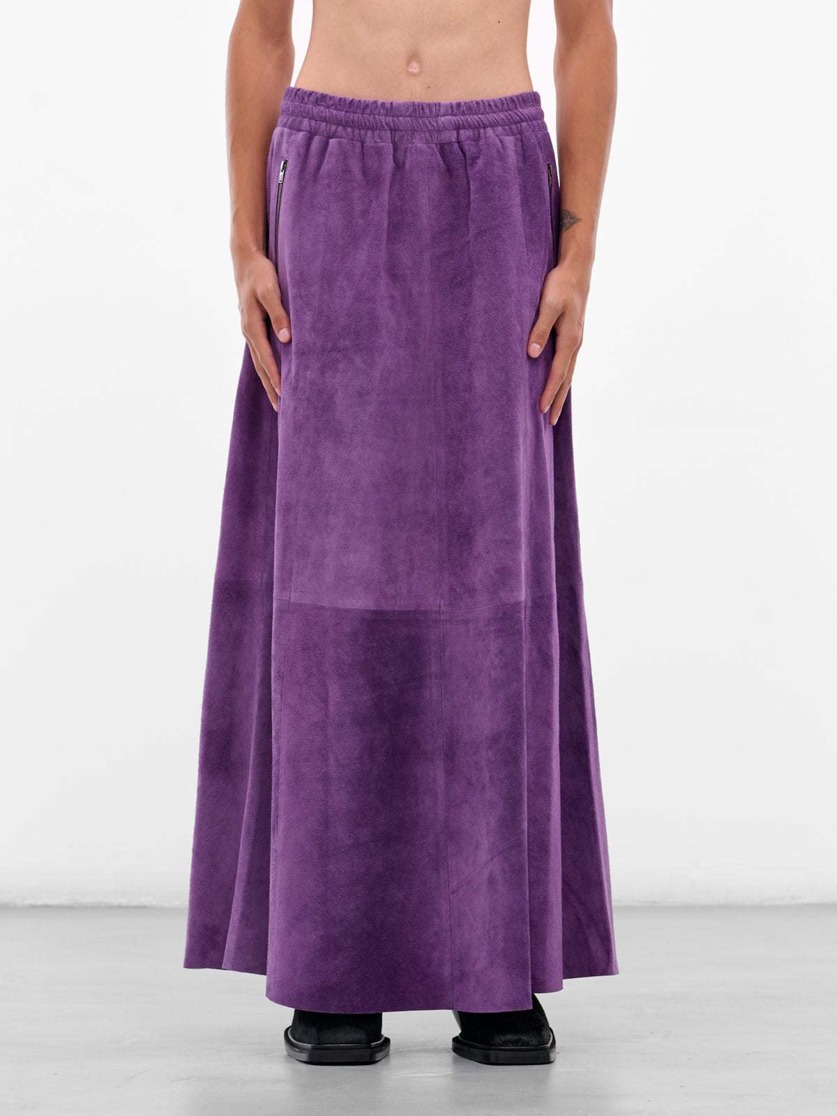 Purple Suede A-Line Maxi Skirt (ARS2514-PURPLE-SUEDE)