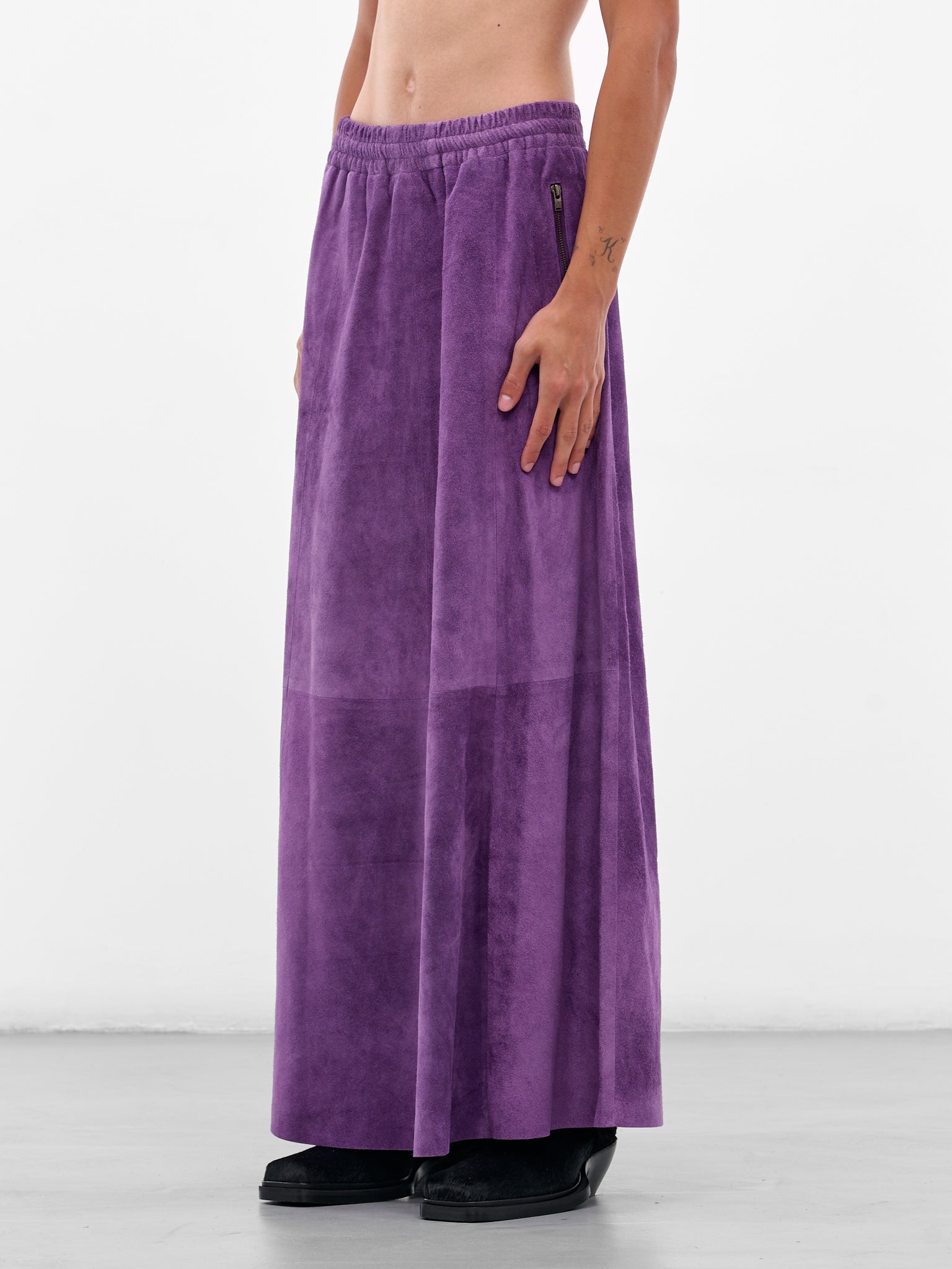 Purple Suede A-Line Maxi Skirt (ARS2514-PURPLE-SUEDE)