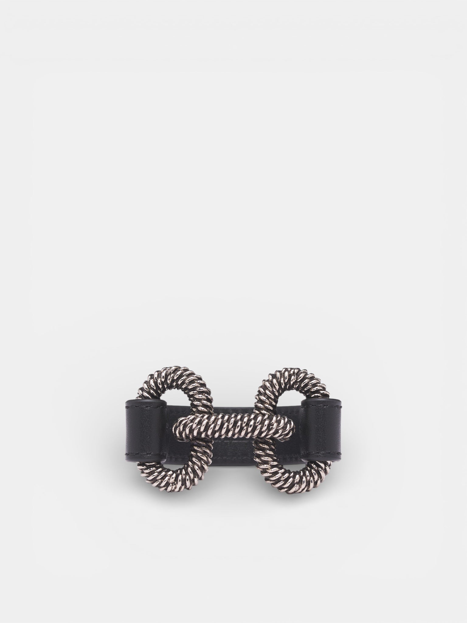 Braid Engraved Chainlink Leather Bracelet (ARW0252-NERO)