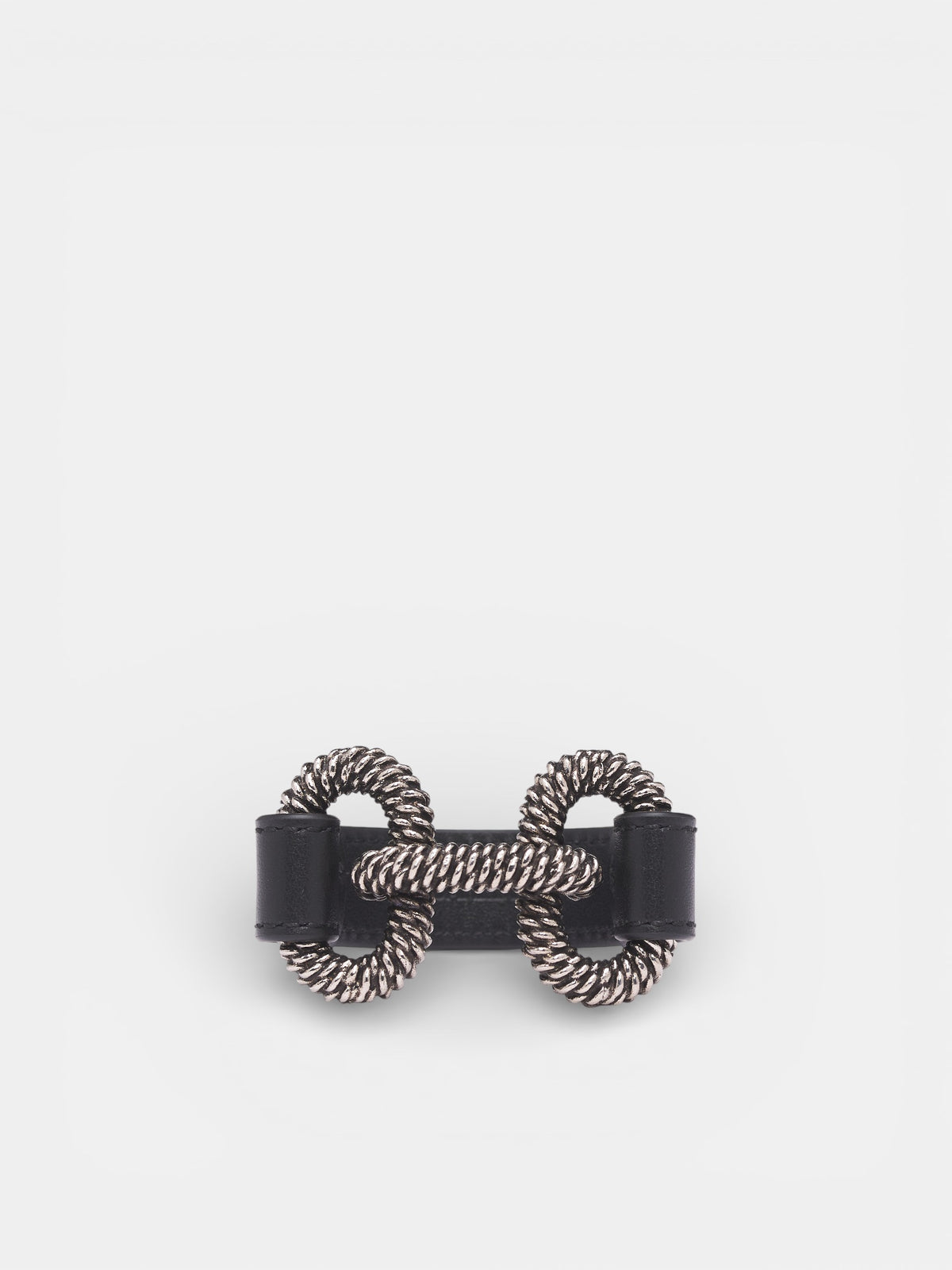 Braid Engraved Chainlink Leather Bracelet (ARW0252-NERO)