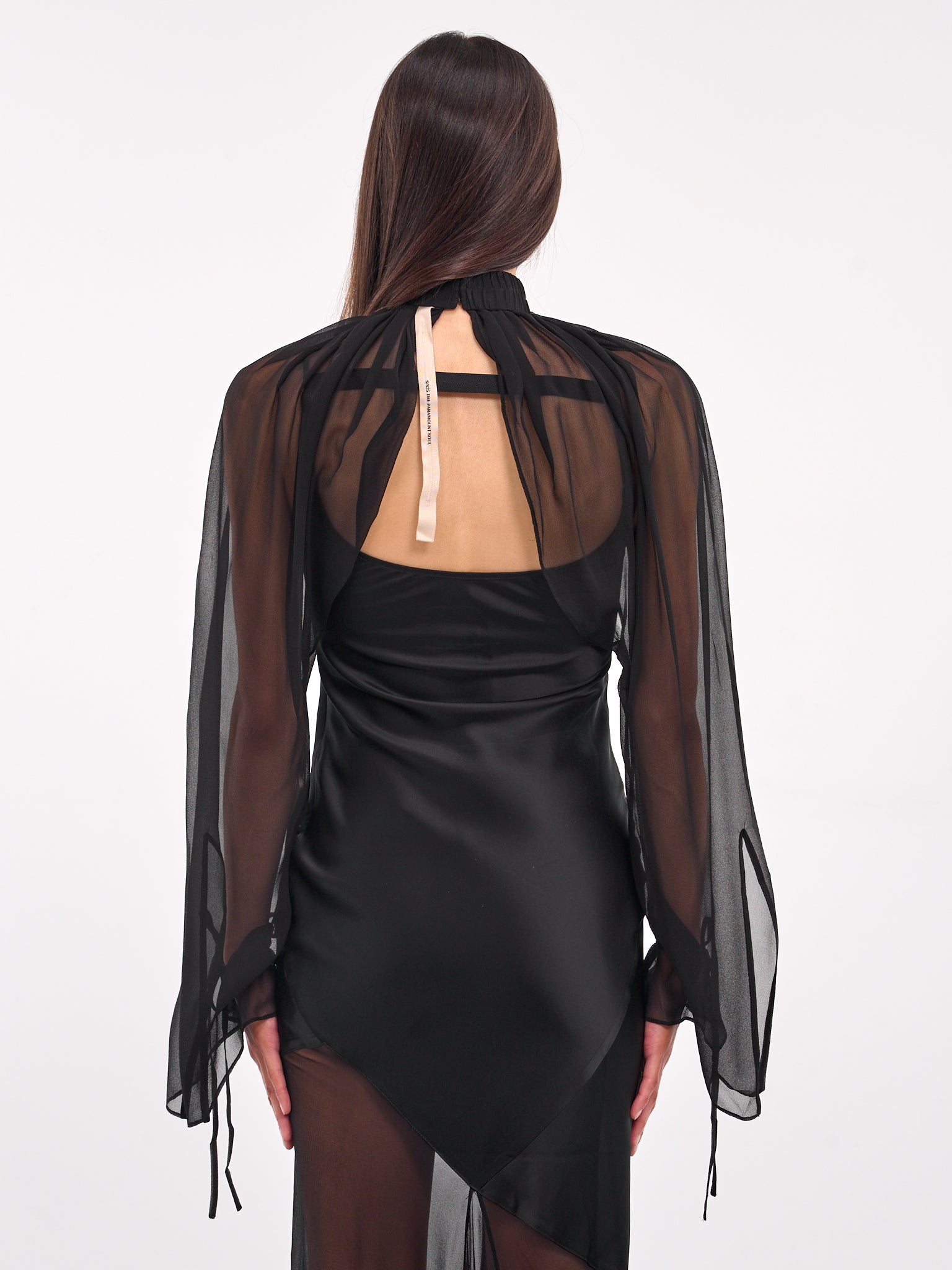Tie-Fastening Silk Georgette Sleeves (AS03S1BL900-BLACK)