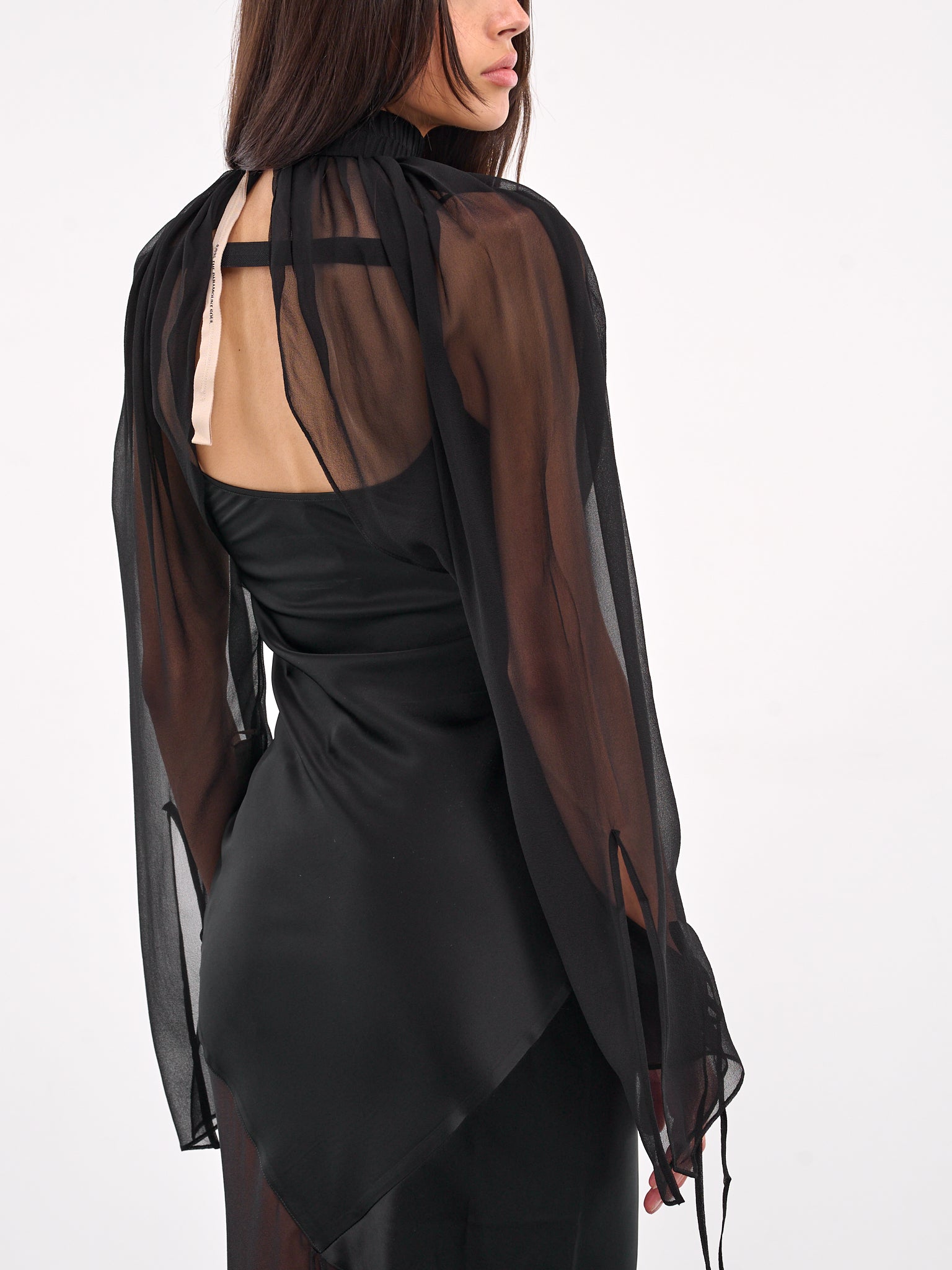 Tie-Fastening Silk Georgette Sleeves (AS03S1BL900-BLACK)