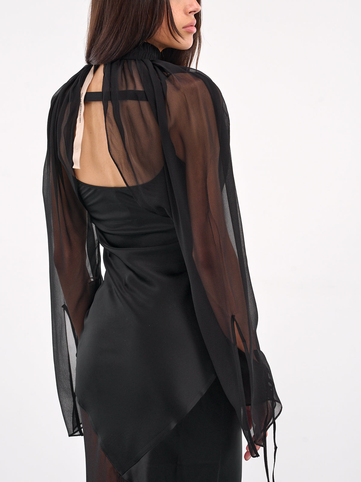 Tie-Fastening Silk Georgette Sleeves (AS03S1BL900-BLACK)