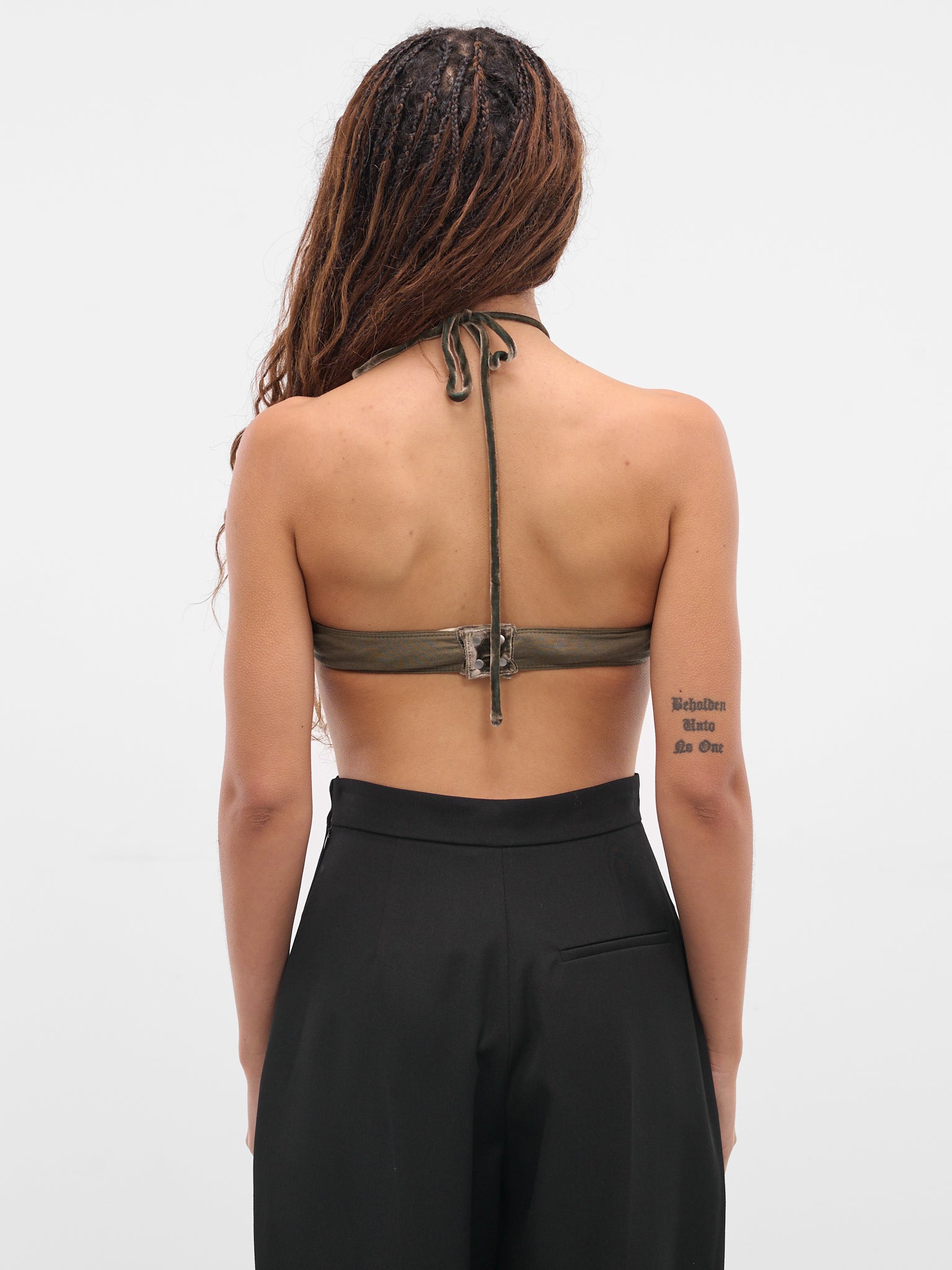 Green Paneled Velvet Bustier Top (AS04V1GR560-STEEL-GREEN)