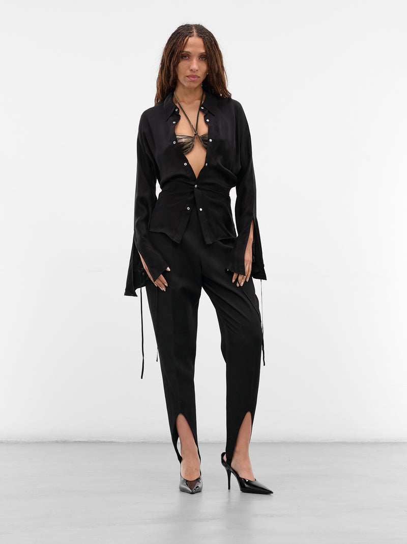 Black Draped Bell Shirt (ST01C2BL900-BLACK)