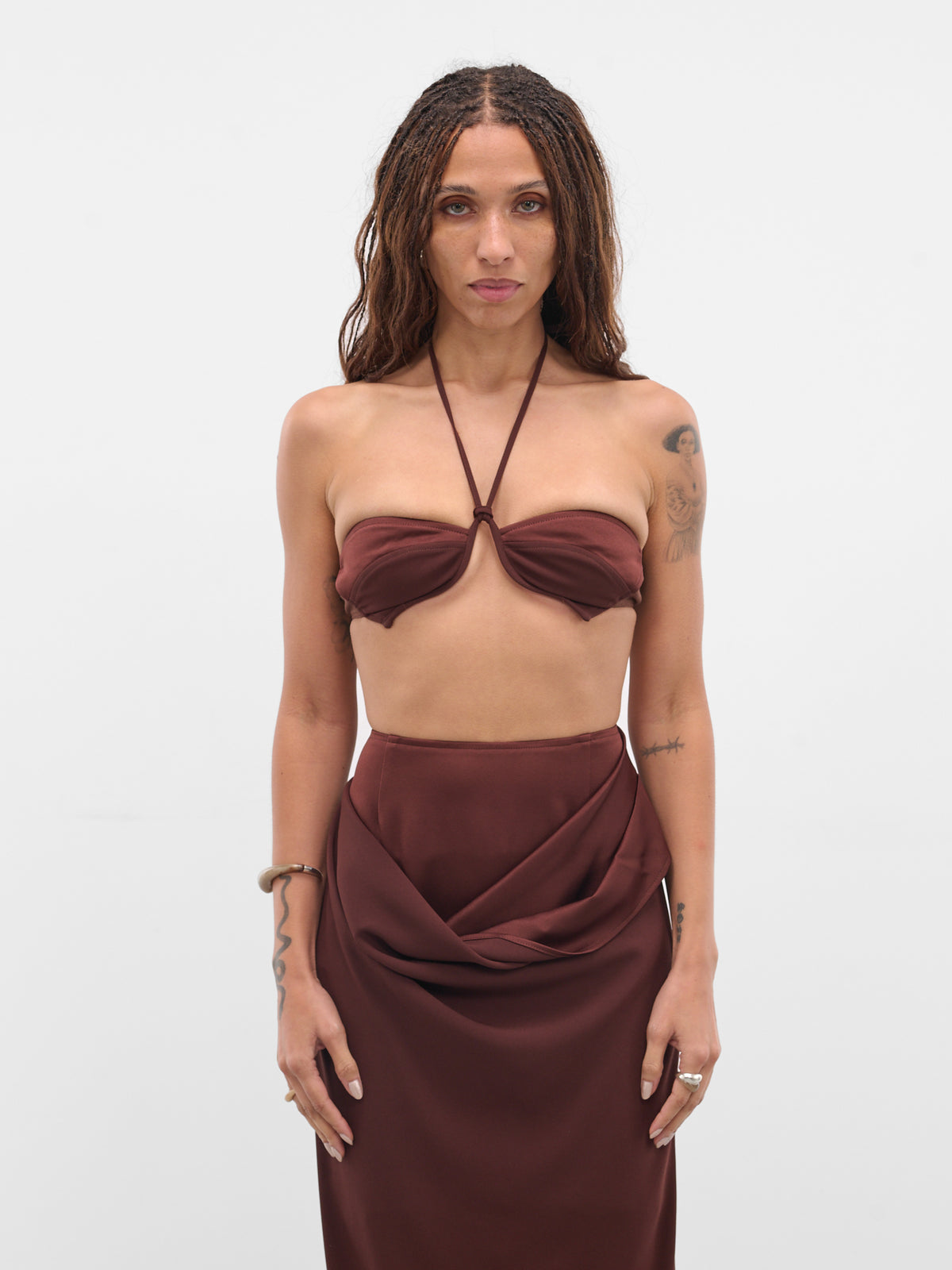 Burgundy Paneled Bustier Top (AS05T1BR450-REDDISH-BROWN)