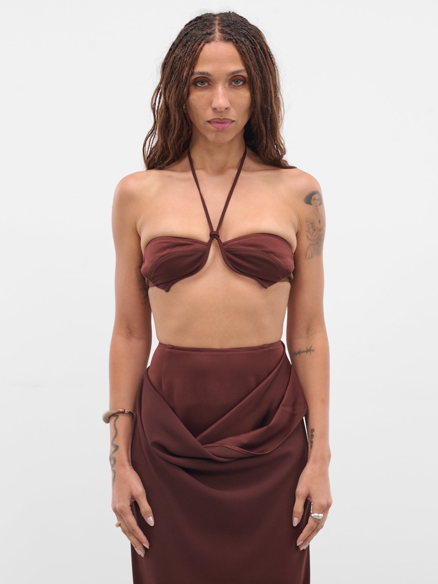 Burgundy Paneled Bustier Top (AS05T1BR450-REDDISH-BROWN)