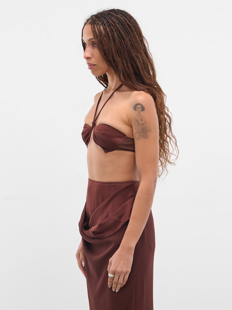 Burgundy Paneled Bustier Top (AS05T1BR450-REDDISH-BROWN)