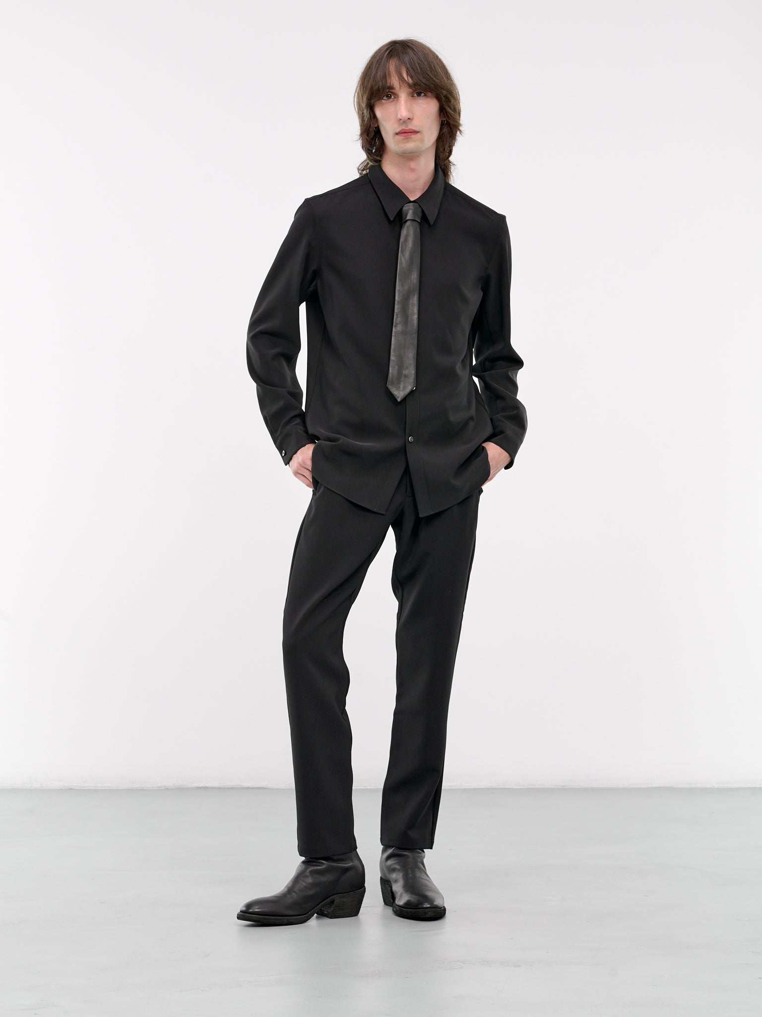 Pointed Collar Shirt (AS42-059-BLACK)