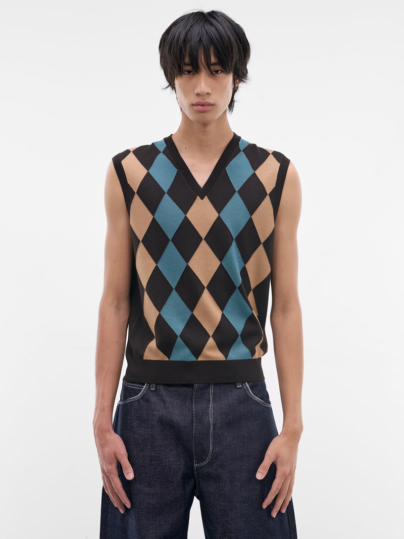 Argyle Wool Sweater Vest (ASH-ARG-CHARRED-BROWN)