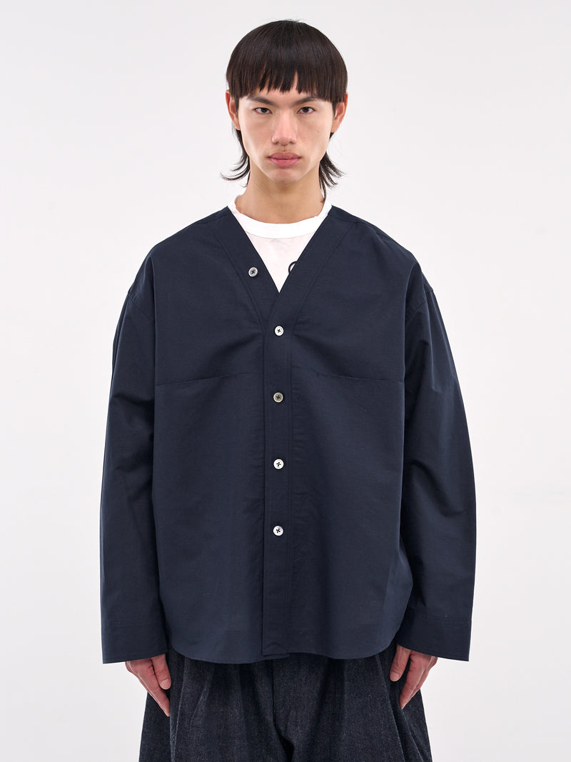 Collarless Button-Up Shirt (AT-S002-SS8-NAVY)