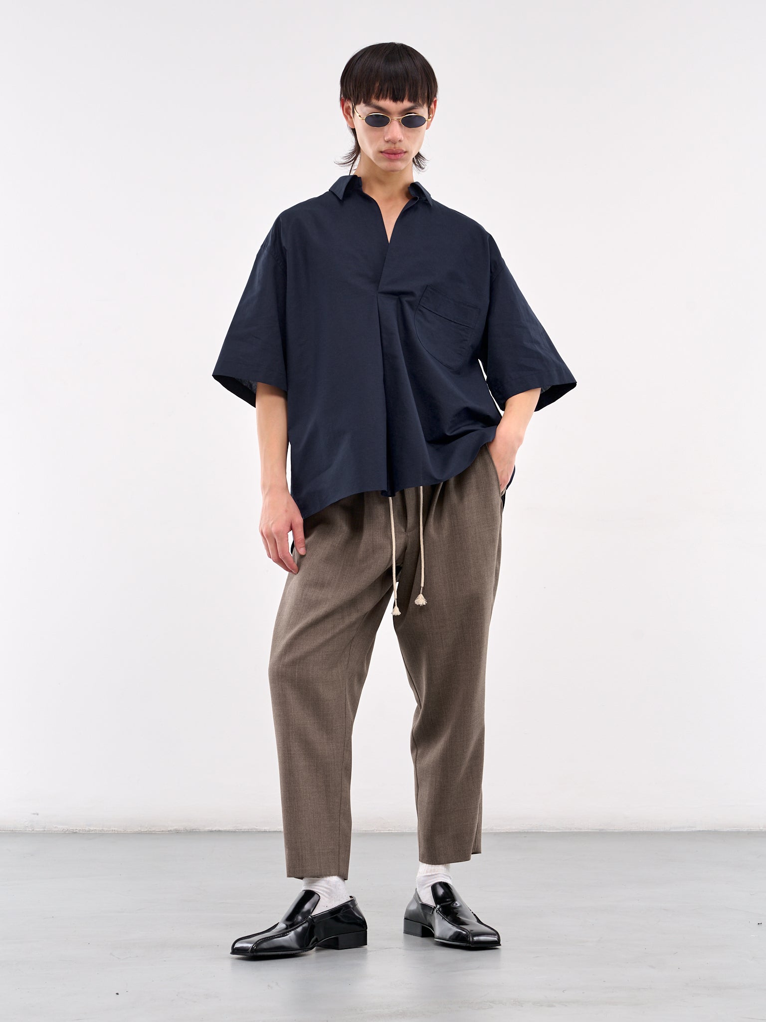Oversized Short Sleeve Shirt (AT-S004-SS8-NAVY)