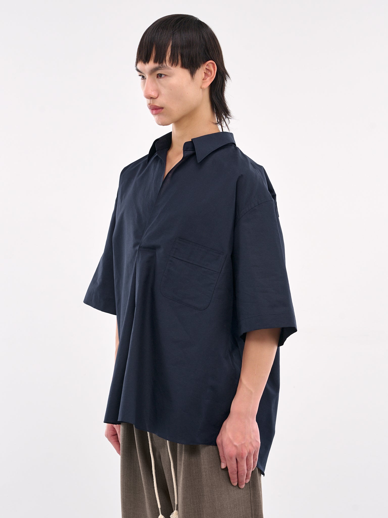 Oversized Short Sleeve Shirt (AT-S004-SS8-NAVY)