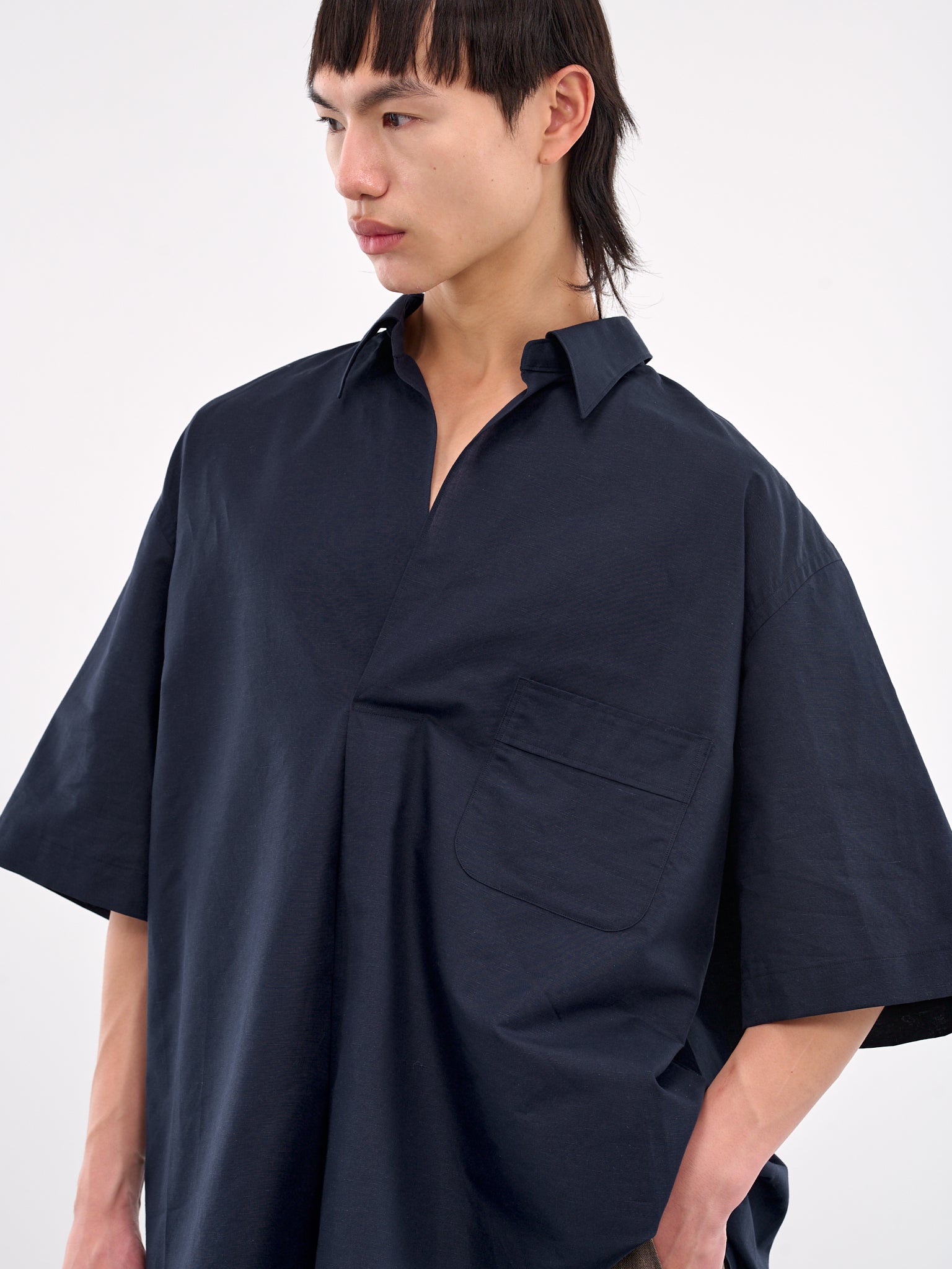 Oversized Short Sleeve Shirt (AT-S004-SS8-NAVY)