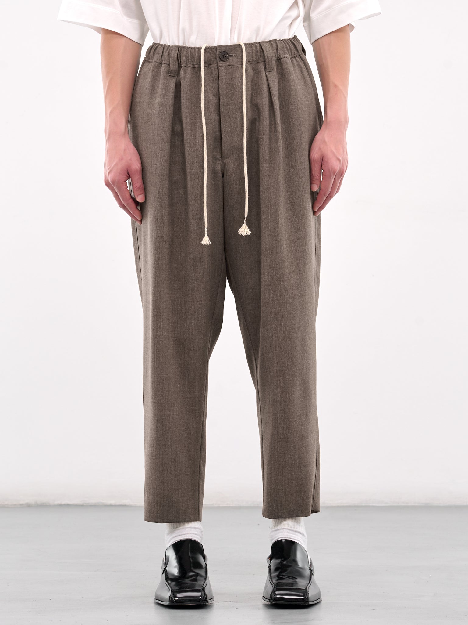 Cropped Drawstring Trousers (AT-T001-AS-BROWN)
