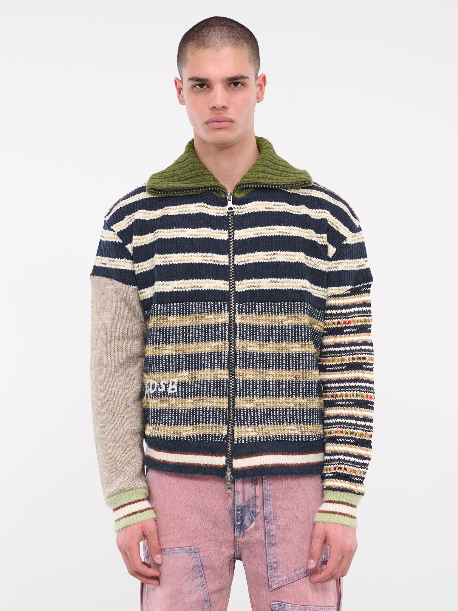 Patchwork Knit Jacket (ATB1007M-BEIGE-MULTI)