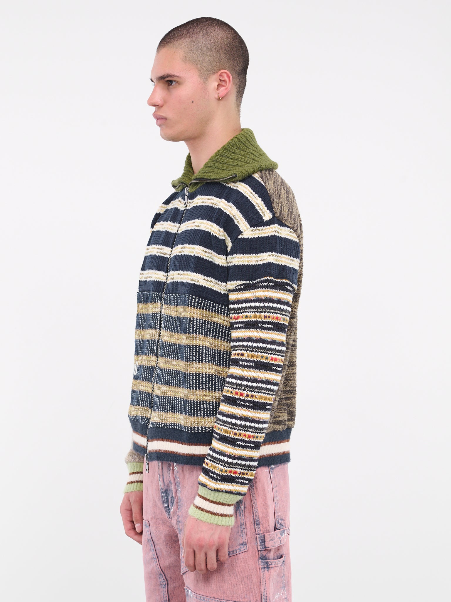 Patchwork Knit Jacket (ATB1007M-BEIGE-MULTI)