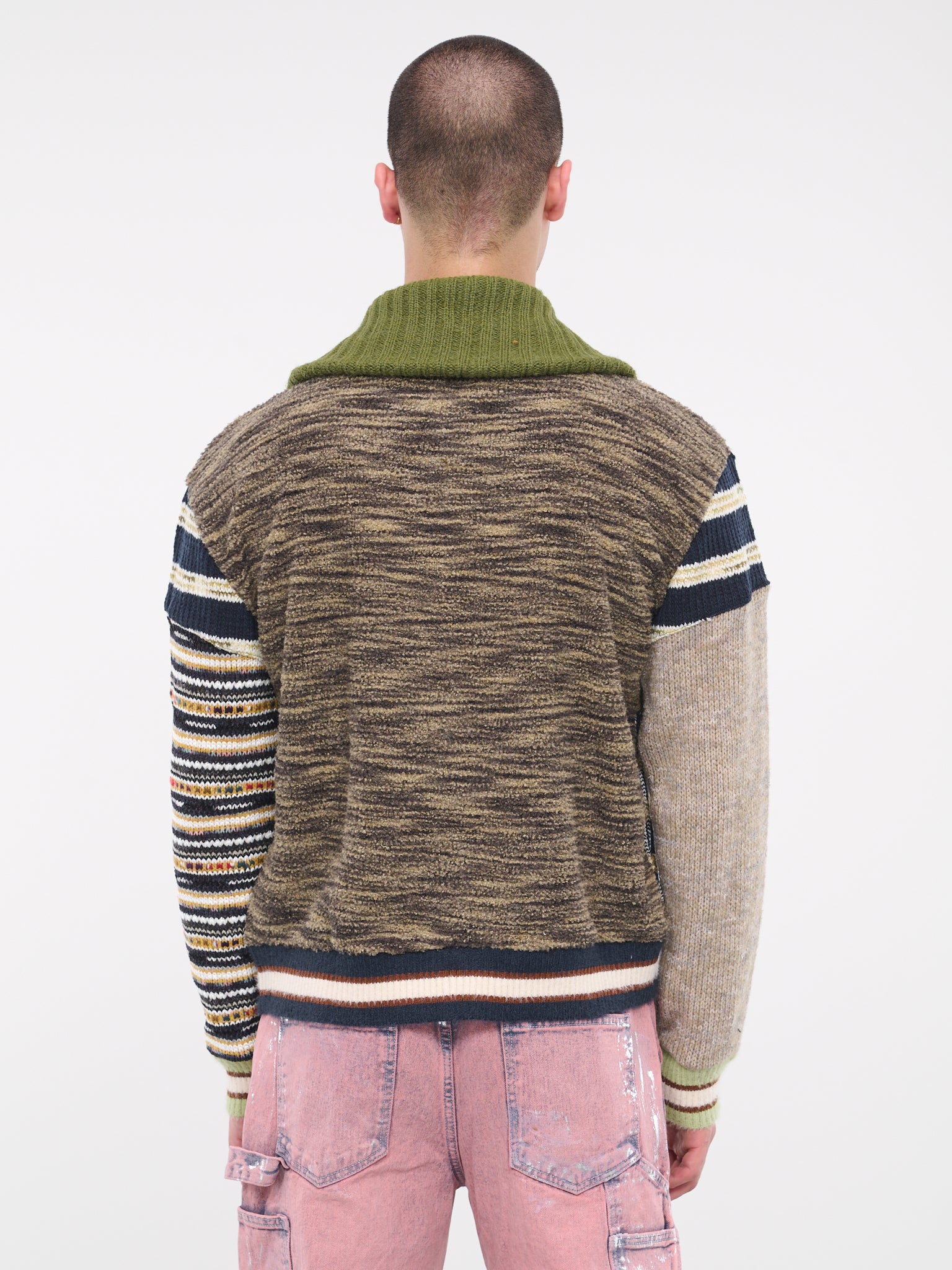 Patchwork Knit Jacket (ATB1007M-BEIGE-MULTI)