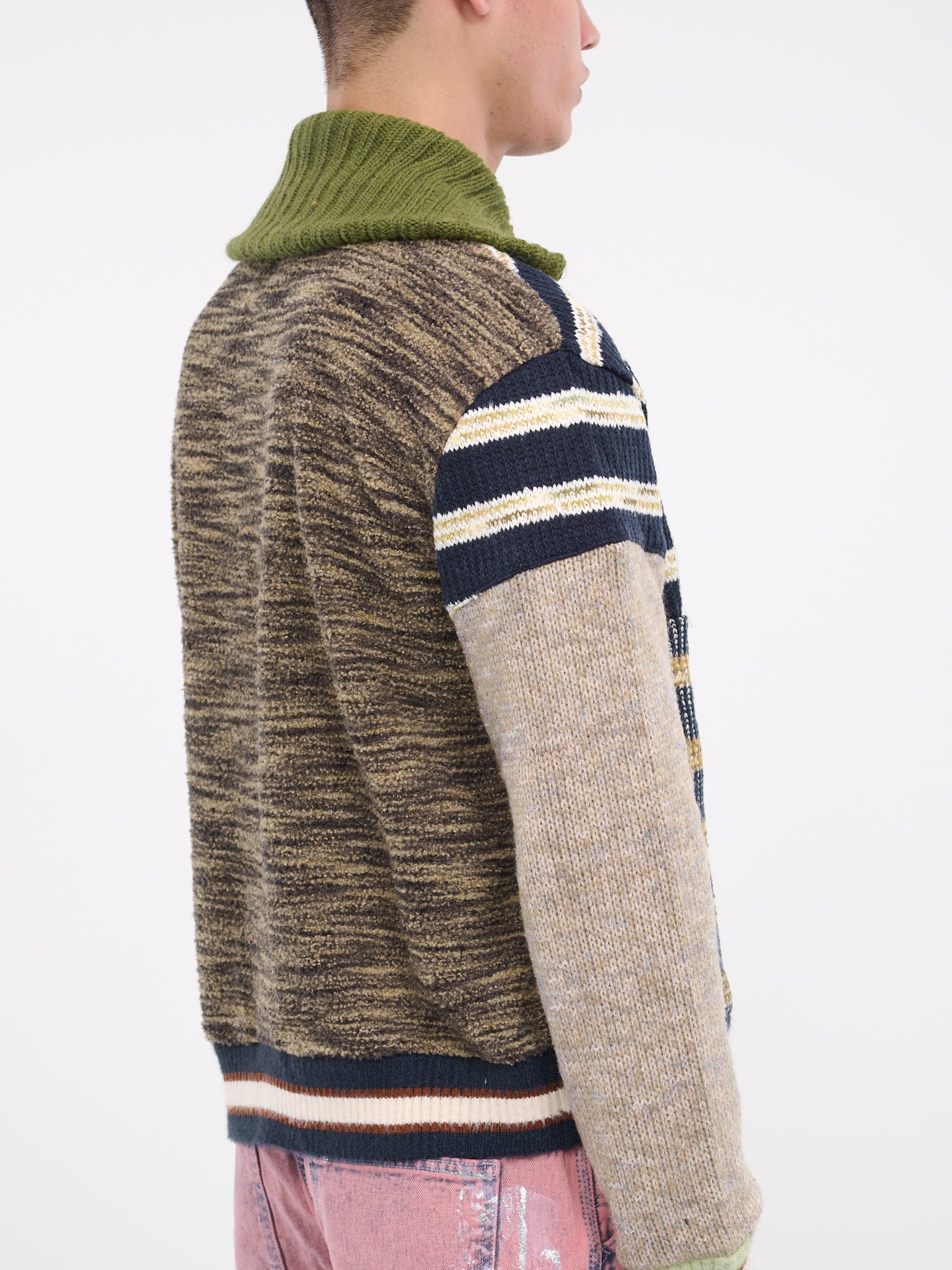 Patchwork Knit Jacket (ATB1007M-BEIGE-MULTI)