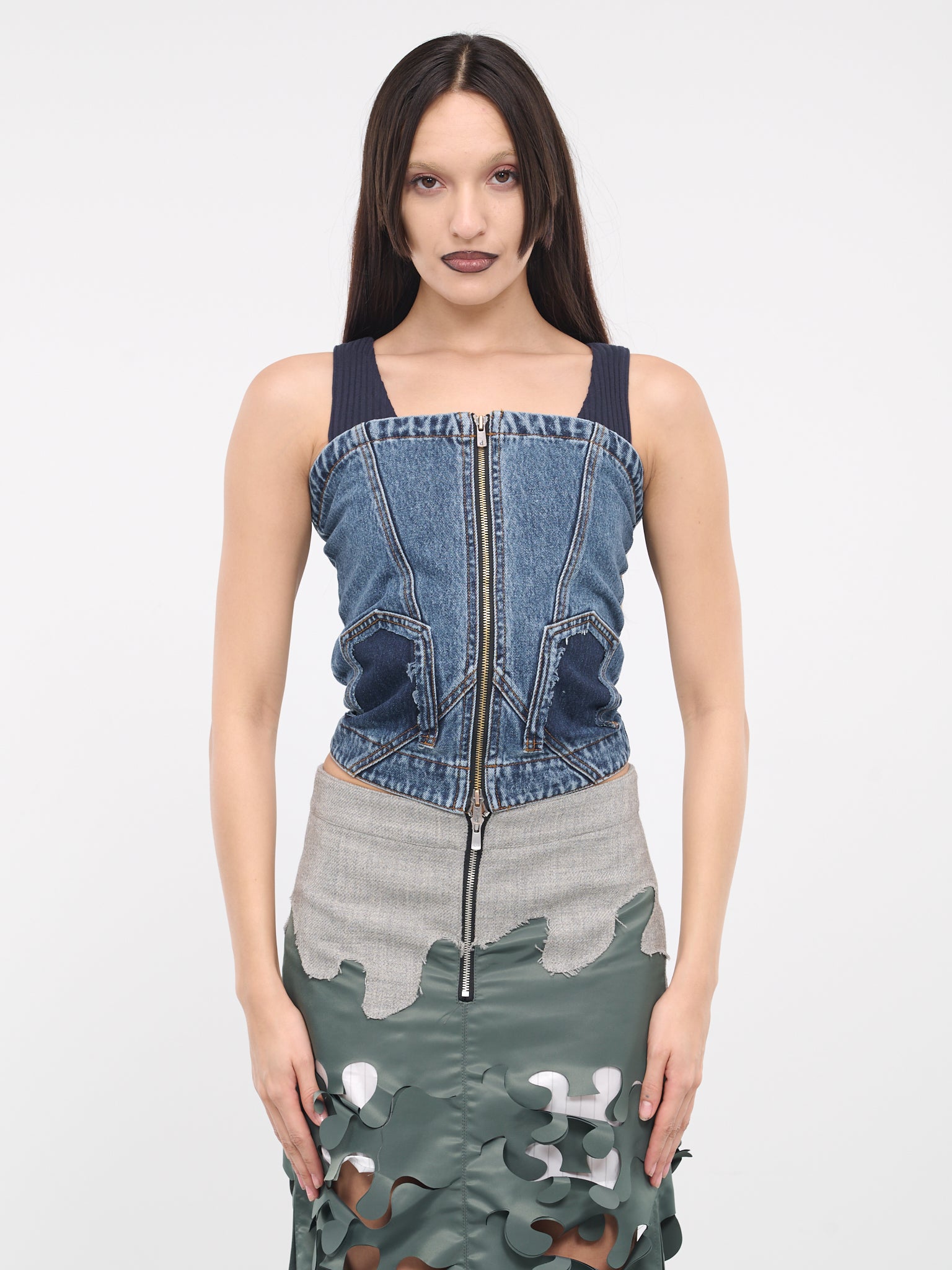 Deconstructed Denim Bustier (ATB1101W-BLUE)