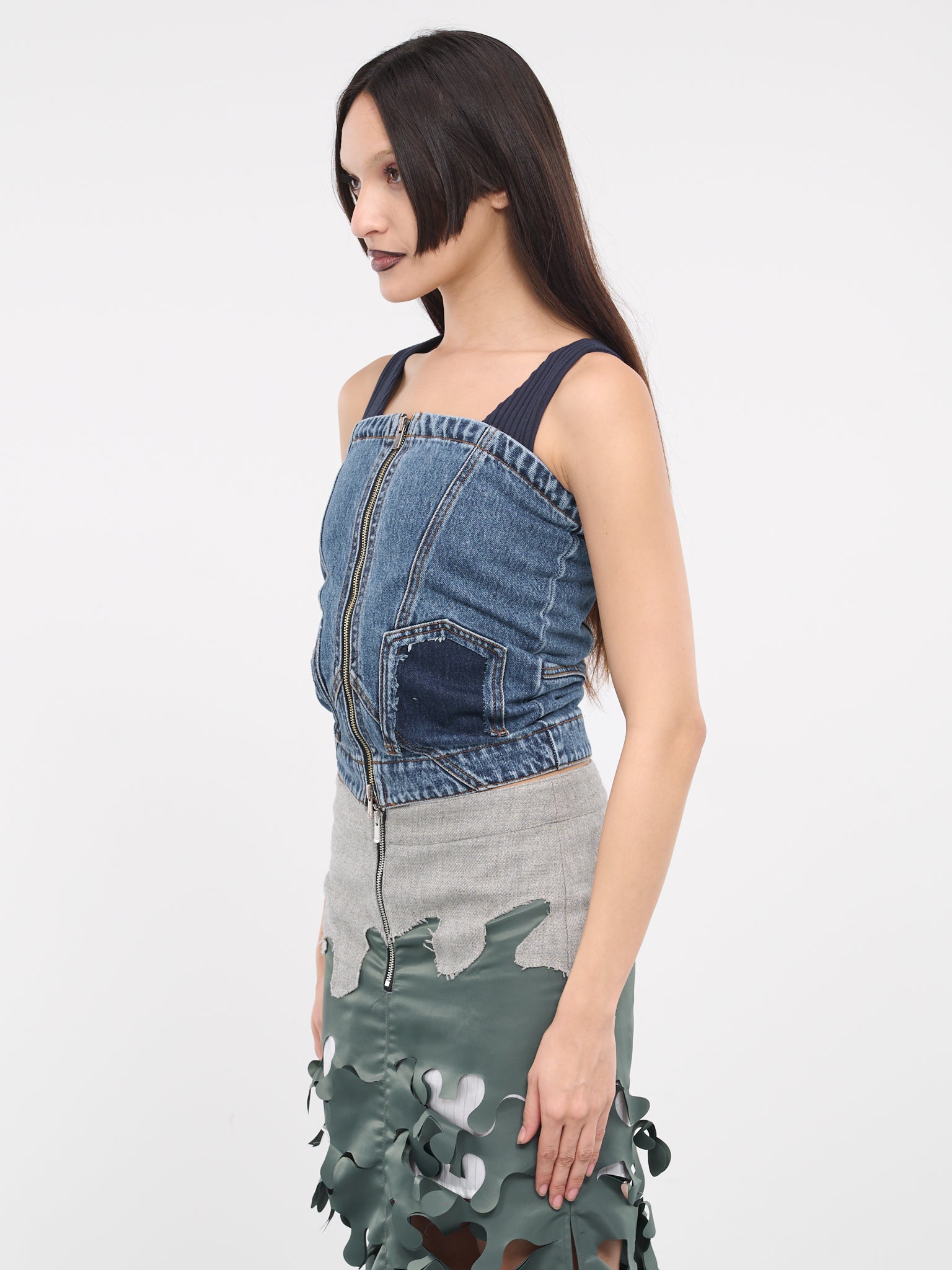 Deconstructed Denim Bustier (ATB1101W-BLUE)