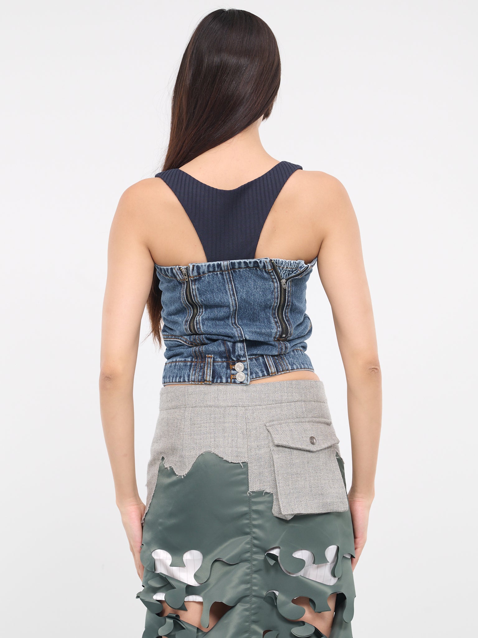 Deconstructed Denim Bustier (ATB1101W-BLUE)