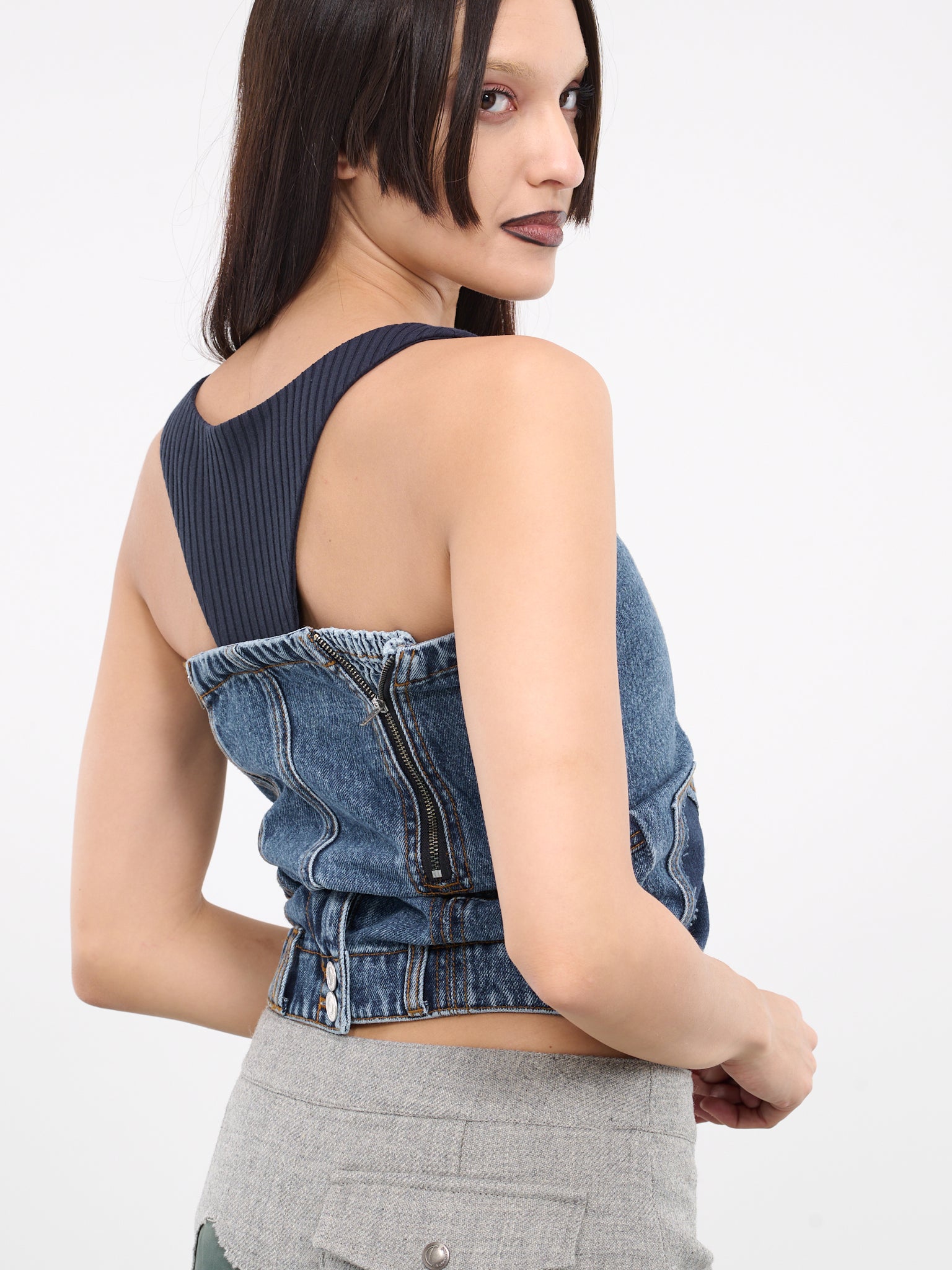 Deconstructed Denim Bustier (ATB1101W-BLUE)