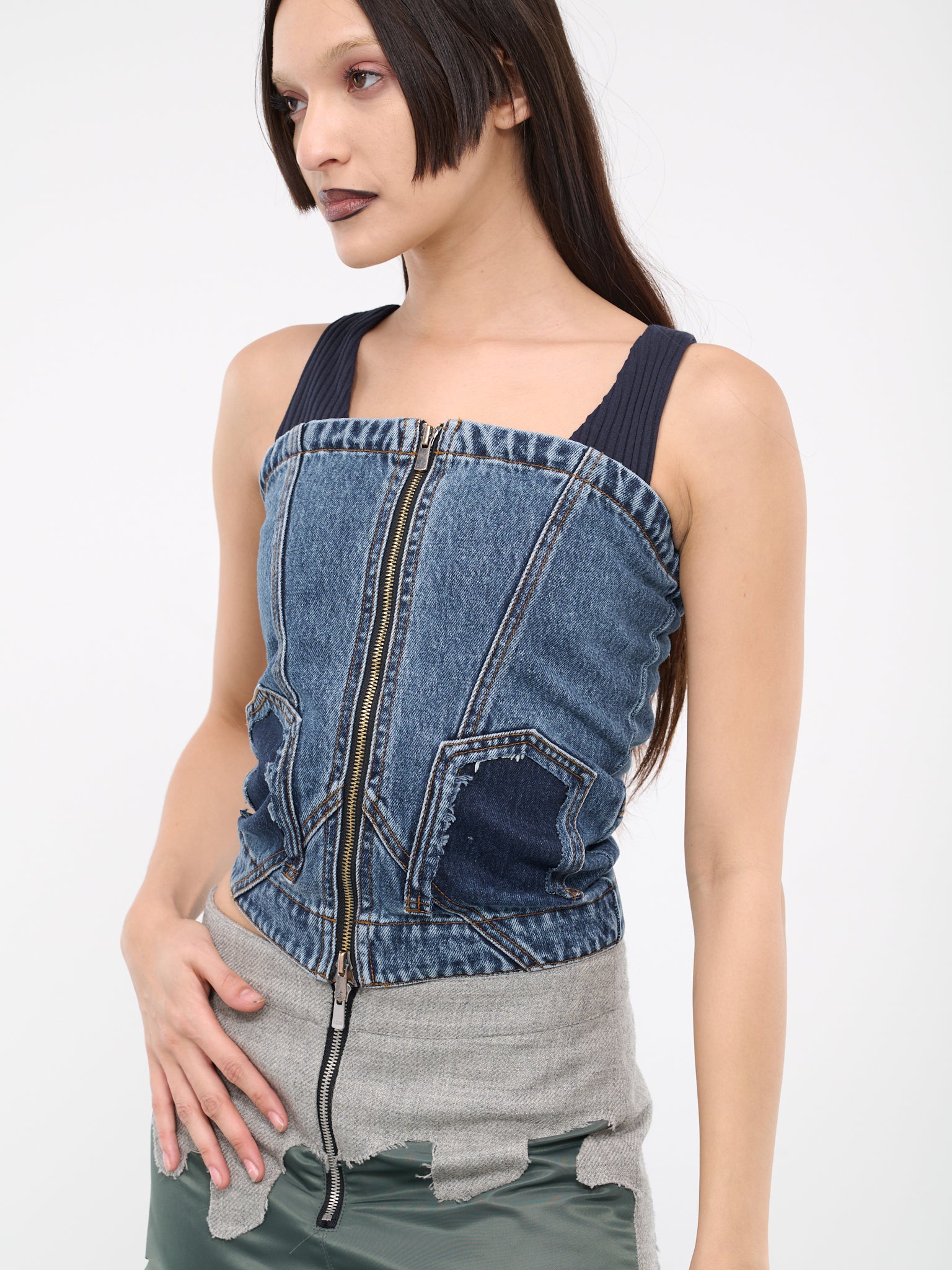 Deconstructed Denim Bustier (ATB1101W-BLUE)