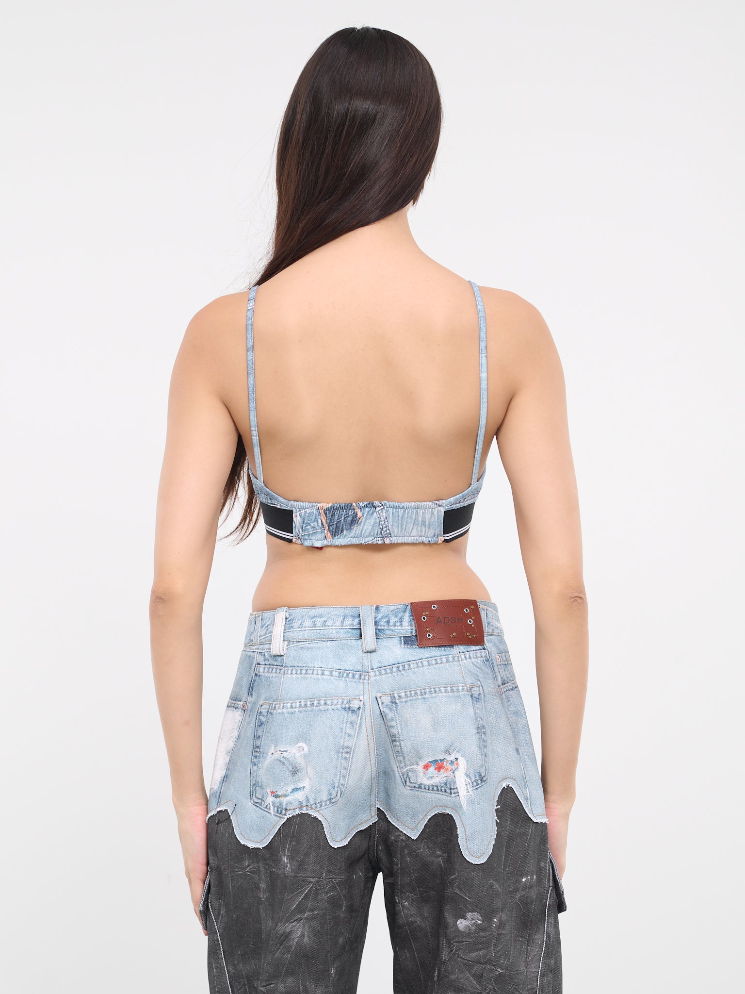 Denim Printed Bra Crop Top (ATB1112W-BLUE)