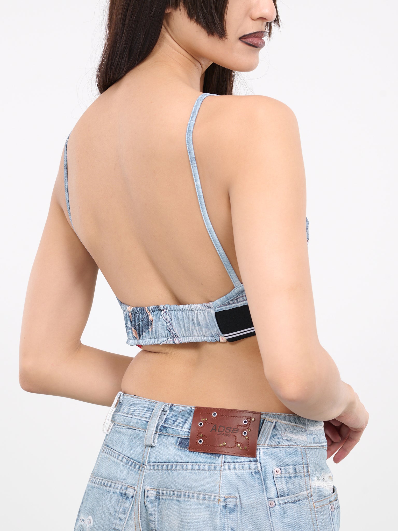 Denim Printed Bra Crop Top (ATB1112W-BLUE)