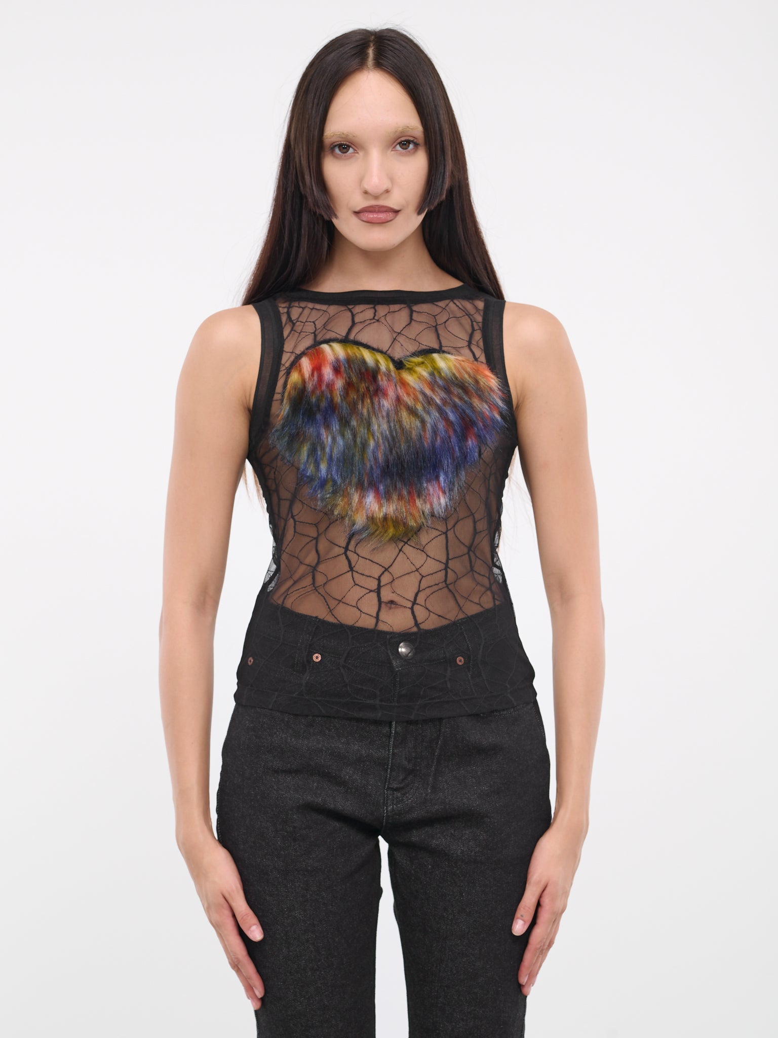 Fur Heart Tank (ATB984W-BLACK)