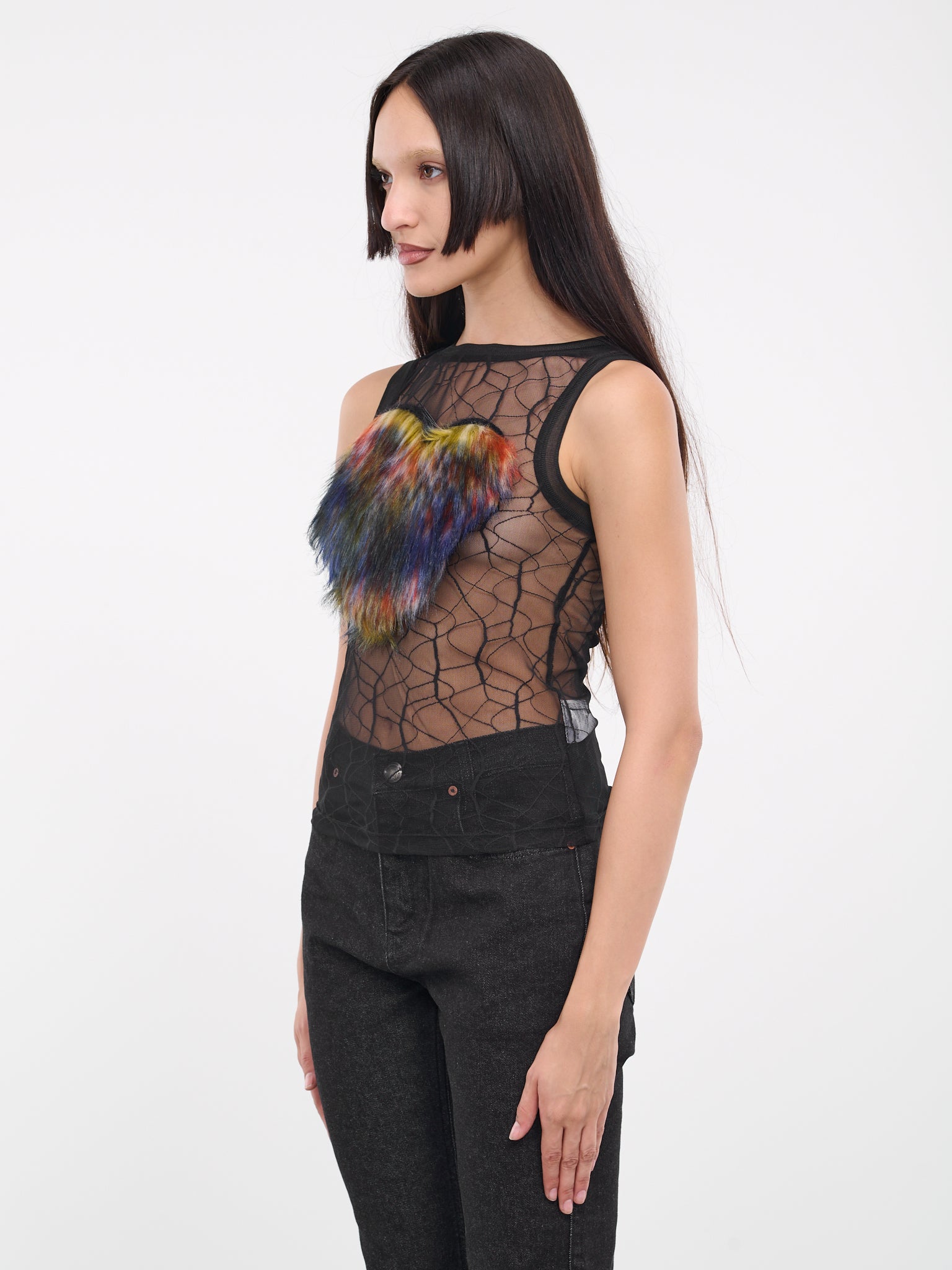Fur Heart Tank (ATB984W-BLACK)