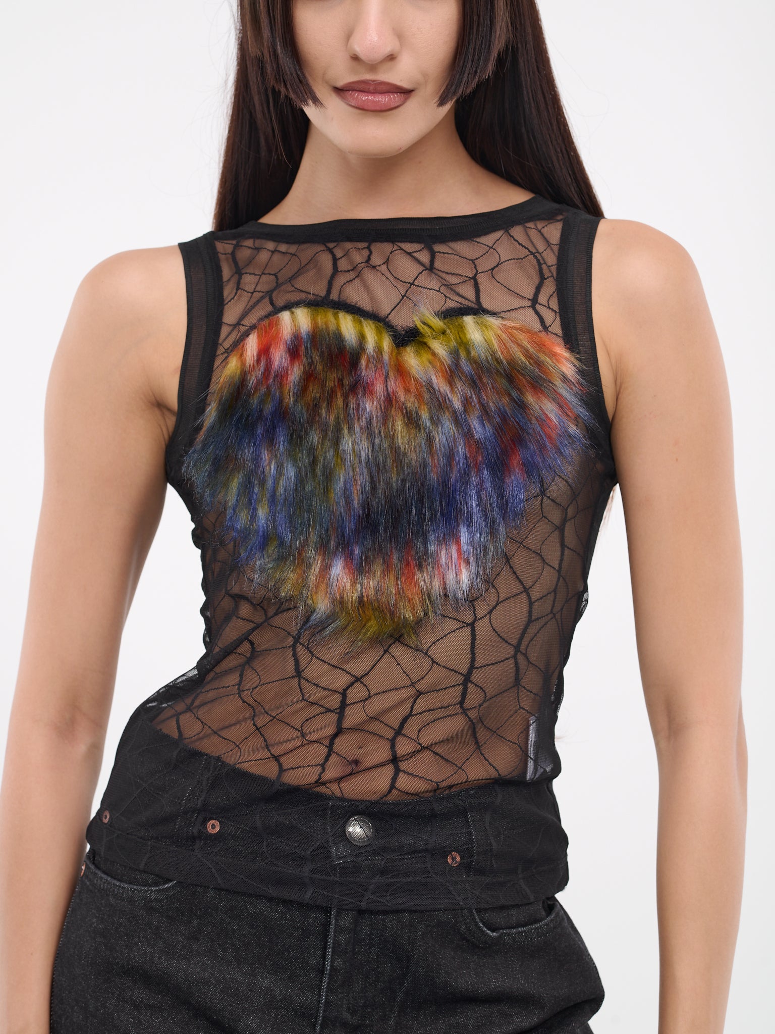 Fur Heart Tank (ATB984W-BLACK)