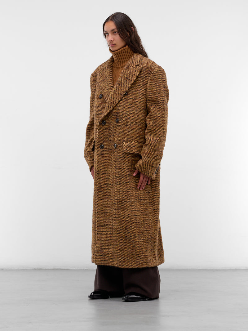 Atlas Brown Wool Tweed Coat (ATLAS-M24W134-PEBBLE-BROWN)